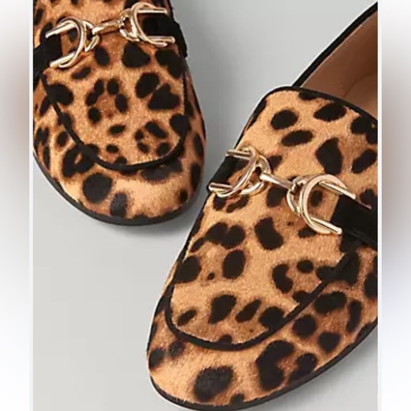 Ann Taylor Gold Horsebit Classic Calf Hair Leopard Print Loafers Multiple Sizes - Picture 1 of 11